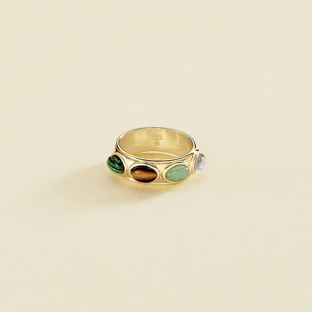 Anillo ancho RHEA - Multicolor / Oro - Anillos  | Agatha